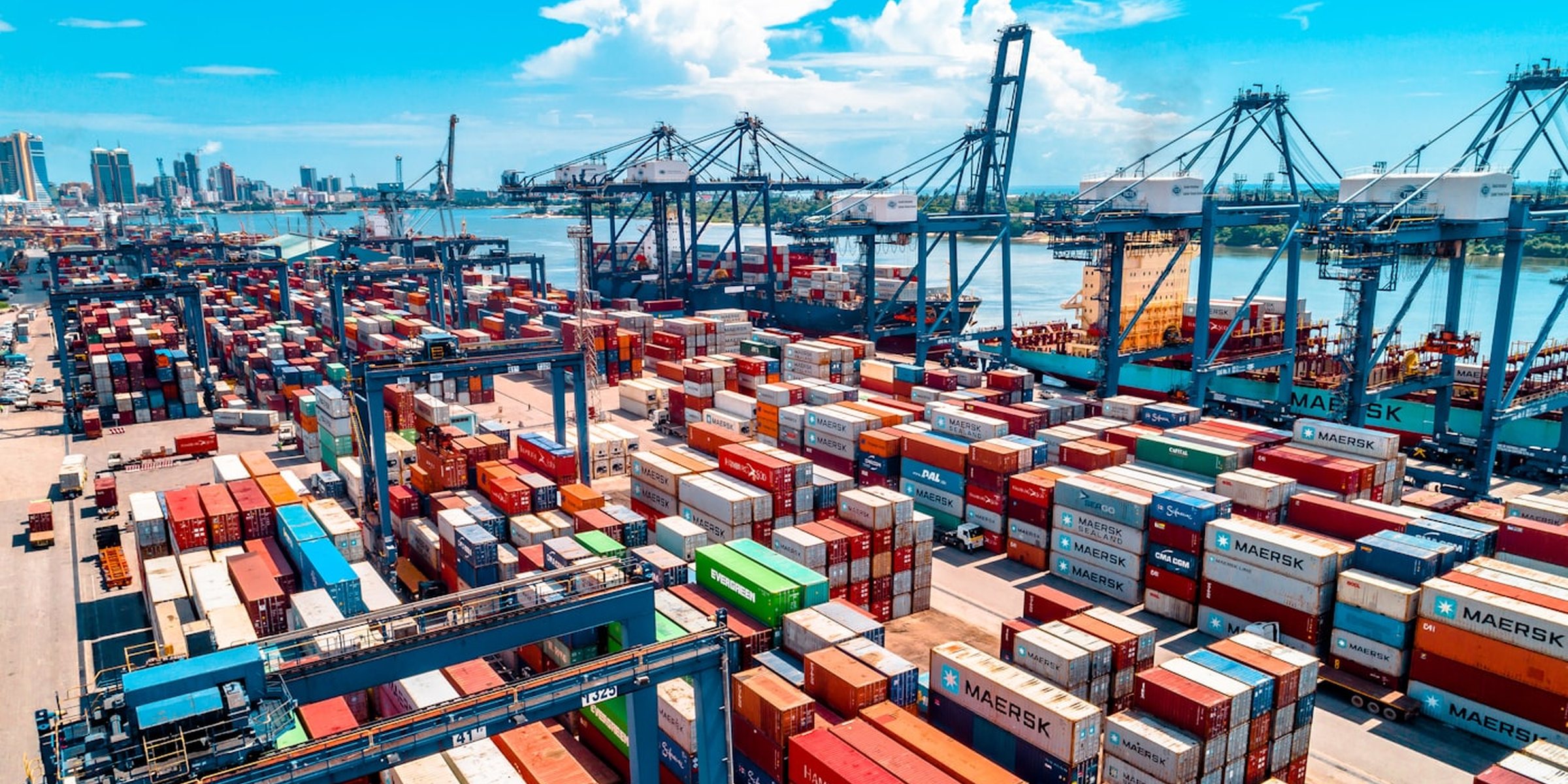 Container terminal at a shipping port
