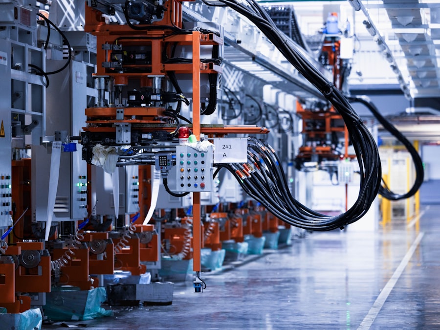 Robotic line inside a components factory